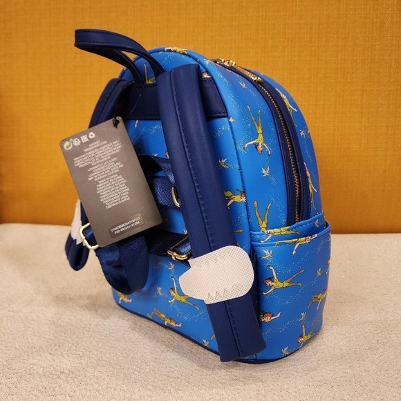 Loungefly Disney Peter Pan Flying TinkerBell AOP Blue Mini Backpack NEW main image 12